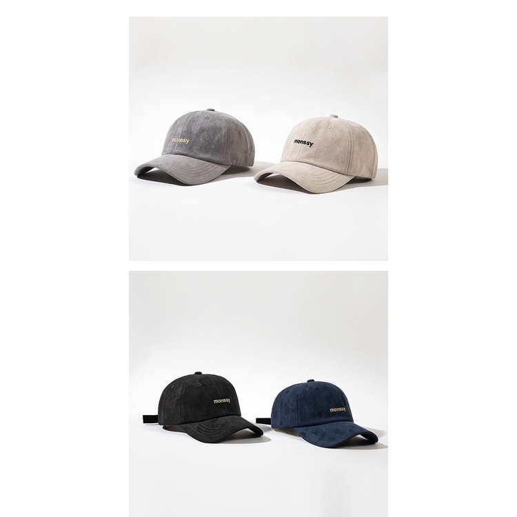 Mũ Lưỡi Trai Da Lộn Mềm Thêu Chữ Phong Cách Hàn Quốc