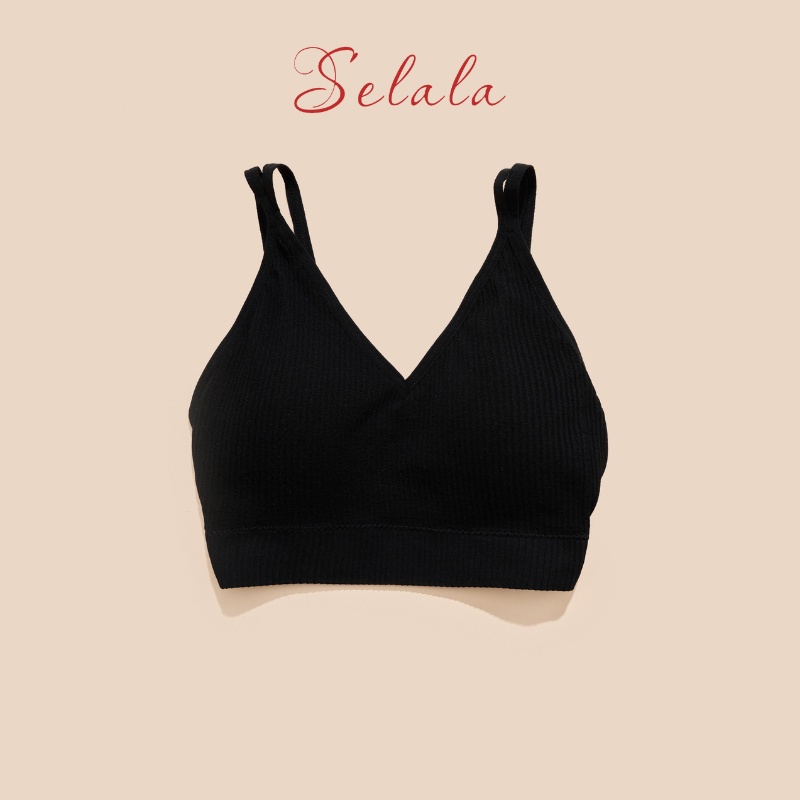 Áo Hai Dây Selala Gân Tăm Dây Quai 2 Bản Cá Tính Độc Đáo Dáng Ôm Đệm Sẵn 1cm 2S15