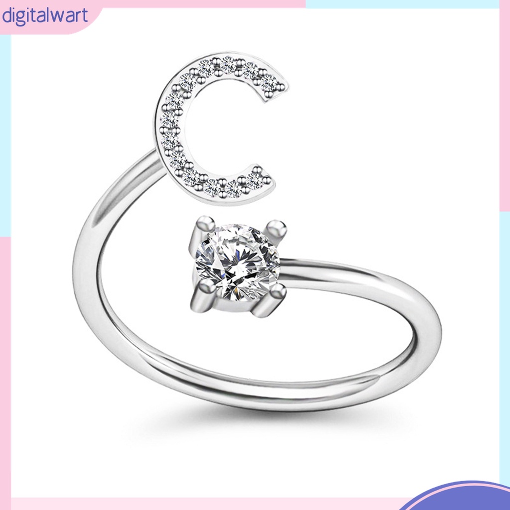 Nhẫn Cưới Mở In Chữ Cái A Đến Z Có Thể Điều Chỉnh Kích Thước