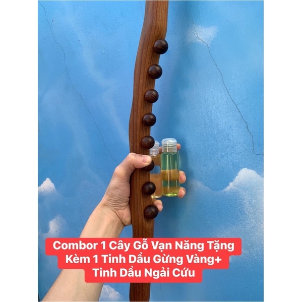 Gậy gỗ đa năng đánh tan mỡ bụng, ( hàng loại 1 kèm tinh dầu mát xa gừng +ngải cứu chai 30ml)