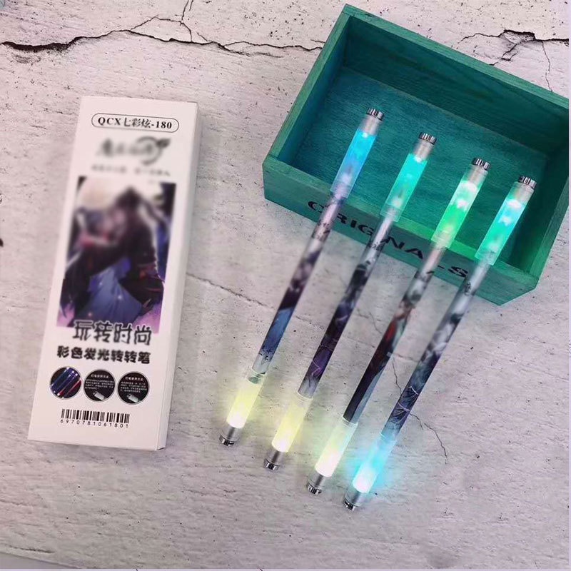 Bút Bi Có Đèn LED Dạng Xoay Ngòi 0.5mm / Đơn Giản Thoải Mái Chống Trượt