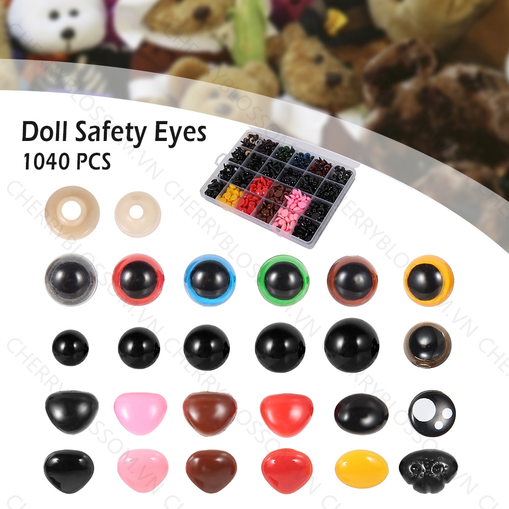 JPRICE 【COD】Set 1040 vòng đệm/ mắt tròn nhựa cho gấu bông/ búp bê tiện dụng