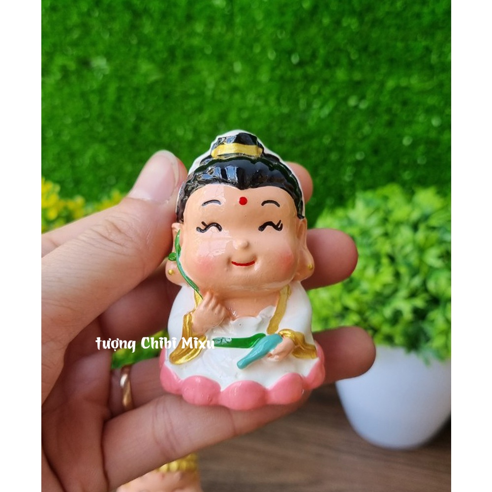 Bộ 03 tượng Phật Tổ - Quan Âm - Tế Công size 6cm