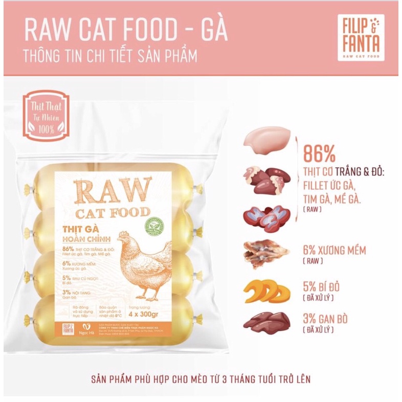 Raw cat food, rawfood, thức ăn thô dinh dưỡng hoàn chỉnh cho mèo Hi raw