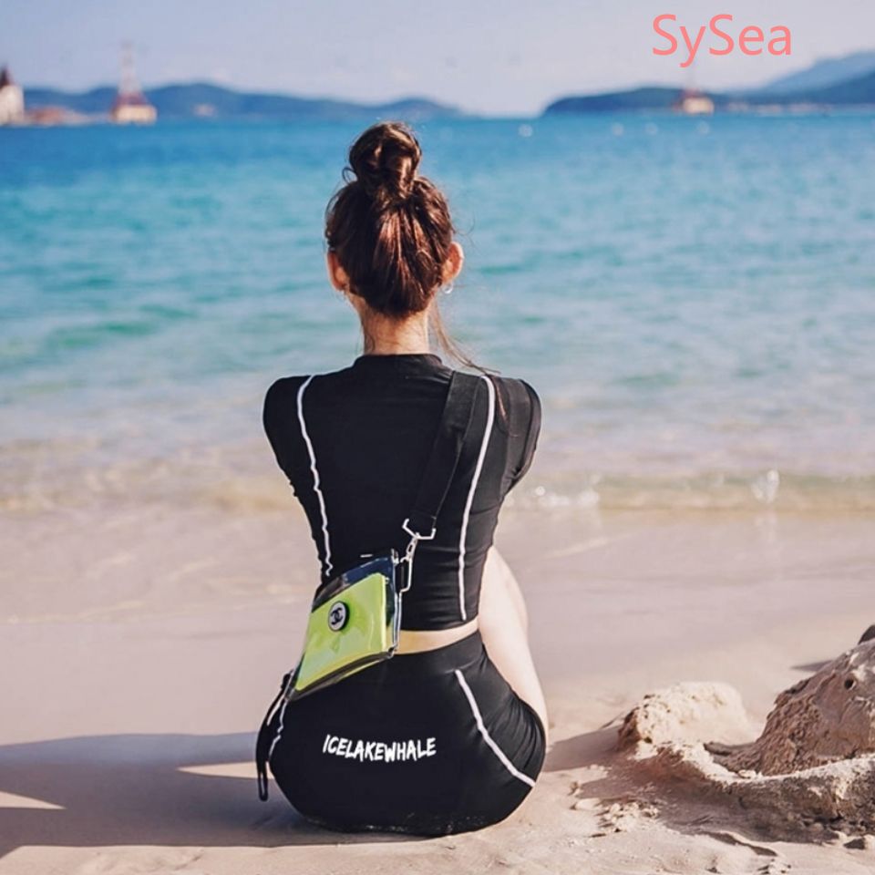 Bộ Đồ Bơi Hai Mảnh Tay Dài Lưng Cao Chống Nắng Thời Trang Cho Nữ