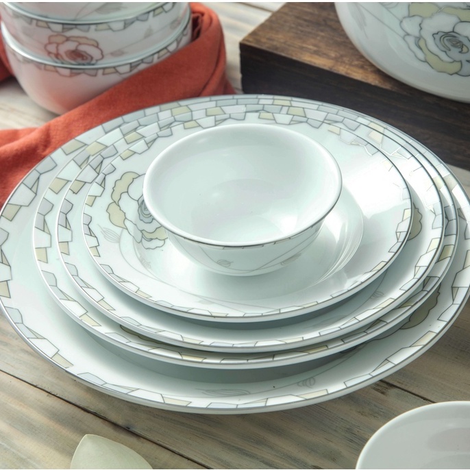 Đĩa sâu hoa 02 - Đĩa sâu lòng bằng sứ cao cấp Long Phương