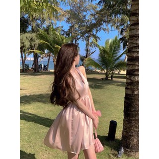 (ORDER) Váy lụa hồng babydoll hở lưng / Đầm lụa xinh xắn