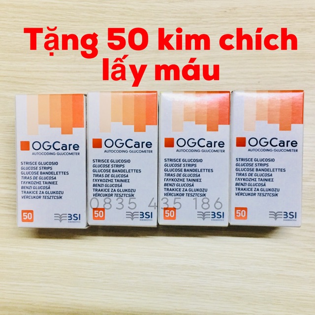 TẶNG 50 kim chích-QUE THỬ ĐƯỜNG HUYẾT OGCARE 50 (Tặng 50 kim chích lấy máu)