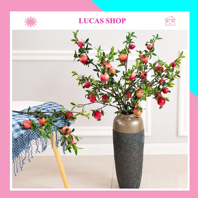 Hoa Giả - Cành Lựu giả 80cm trang trí nhà cửa sang trọng, mang lại sự may mắn