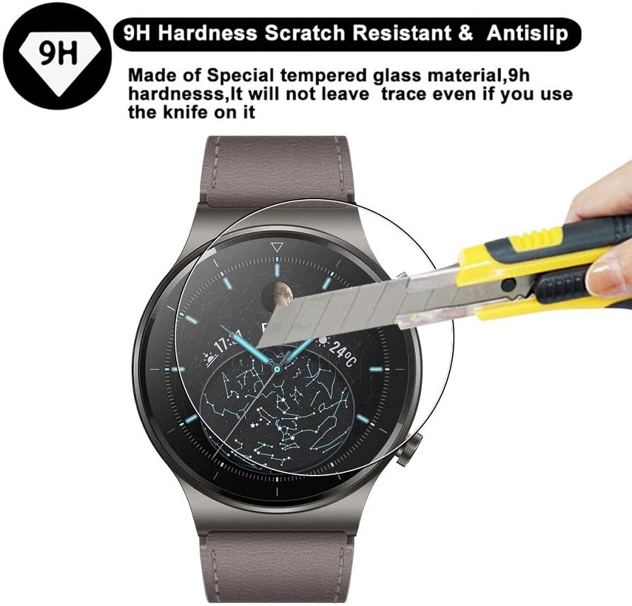 2pcs Tempered Glass for Huawei Watch GT 2 Pro GT2 Pro Smartwatch Screen Protective Film Water-proof Anti-Scratch Glass