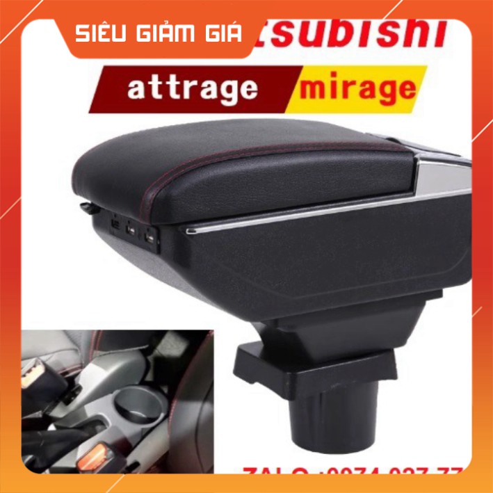 Hộp tỳ tay xe MISUBISHI ATTRAGE - MIRAGE cao cấp tích hợp 7 cổng sạc USB - Bảo hành 12 tháng Hàng Cao Cấp