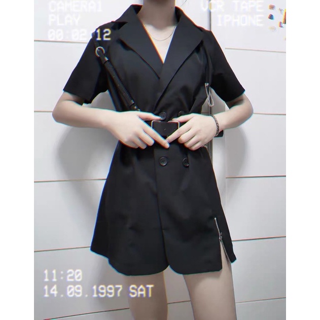 Set váy vest đen kèm 3 phụ kiện