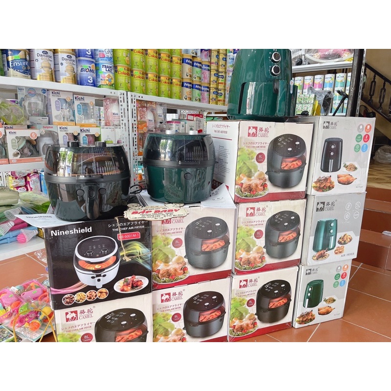 NỒI CHIÊN KHÔNG DẦU NINE SHIELD NHẬT CÓ TAY ĐẢO 8 Lít