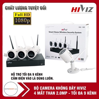 Mua  Chính Hãng  Trọn Bộ Camera KIT Hiviz không dây Fullhd 1080P HI-KIT904W - Đầy đủ cắm nguồn là dùng