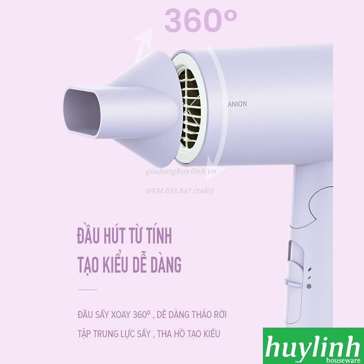 Máy sấy tóc 2 chiều, tạo ion âm Flyco FH6277VN