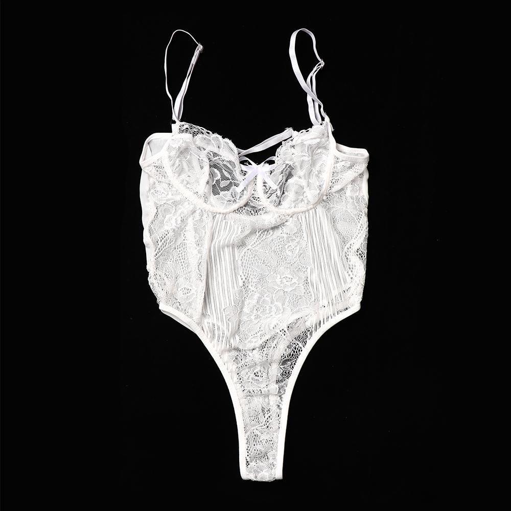 ESPO Toàn Bộ Bộ Đồ Lót Liền Thân Cổ Chữ V Phối Ren Quyến Rũ Thời Trang