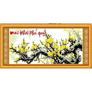 Tranh thêu chữ thập Mai Khai Phú Quý 222437 (tranh tự thêu) 89x48cm