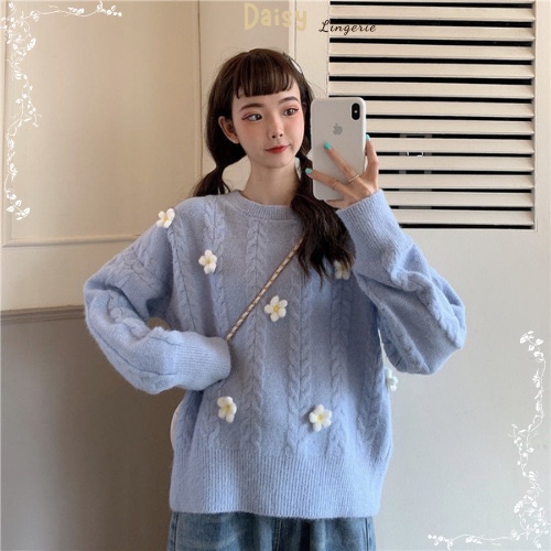 [SP Tốt,Hỏa Tốc] Áo Khoác Cardigan Len Lông Thỏ Áo Khoác Len Văn Thừng Hoa Cúc Form Rộng Vừa Phải - Mã AOL002