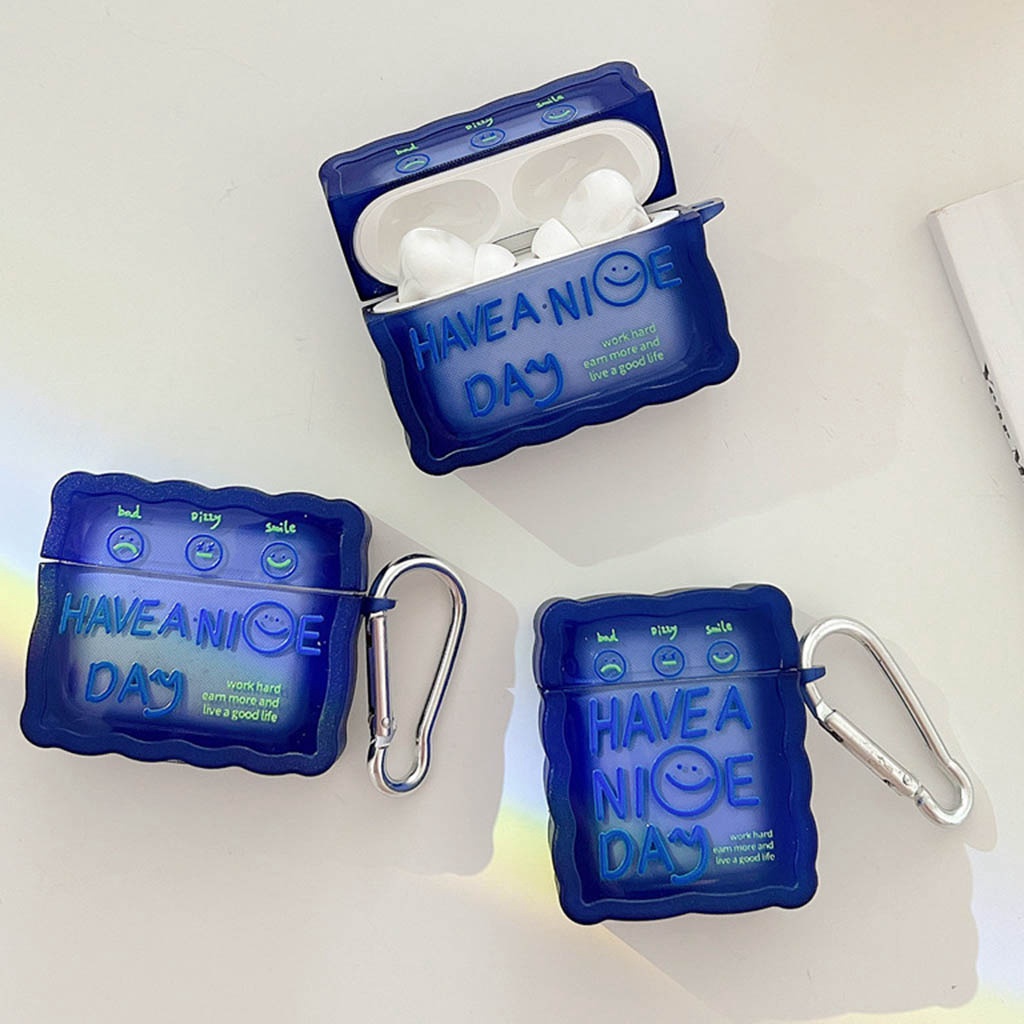 Vỏ Bảo Vệ Hộp Sạc Tai nghe không dây Airpods 1 2 3 Pro Bằng TPU Mềm Họa Tiết Sóng Biển Màu Xanh Dương Chống Rơi