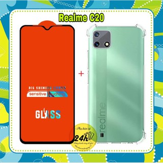 Kính Cường Lực Full Màn Hình Realme C20 + Ốp Lưng chống sốc 4 cạnh loại 1 Realme C20