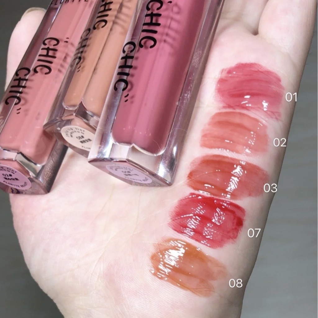 Son kem bóng FLORTTE căng bóng mướt mịn siêu lì Chic Chic Jelly Lip Tint FLOR02