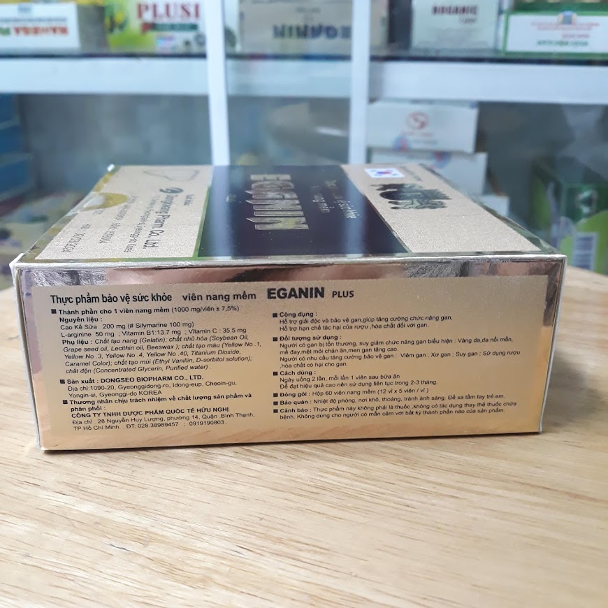 Bổ Gan Eganin Plus - Hỗ Trợ Giải Độc, Bảo Vệ Gan - Hộp 60 Viên