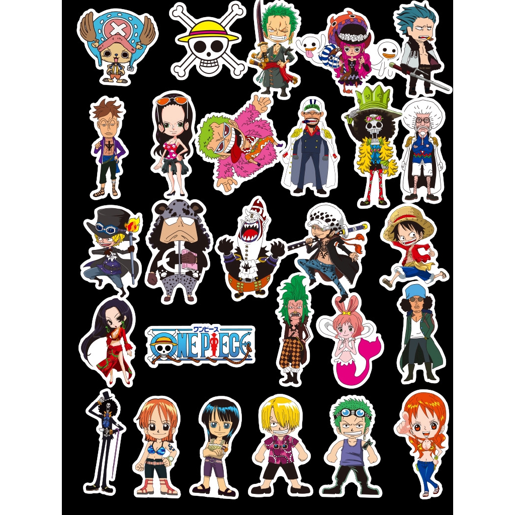 Bộ 48 Miếng Dán Hình ONE PIECE Trang Trí Xe Hơi / Xe Máy / Laptop / Vali DIY