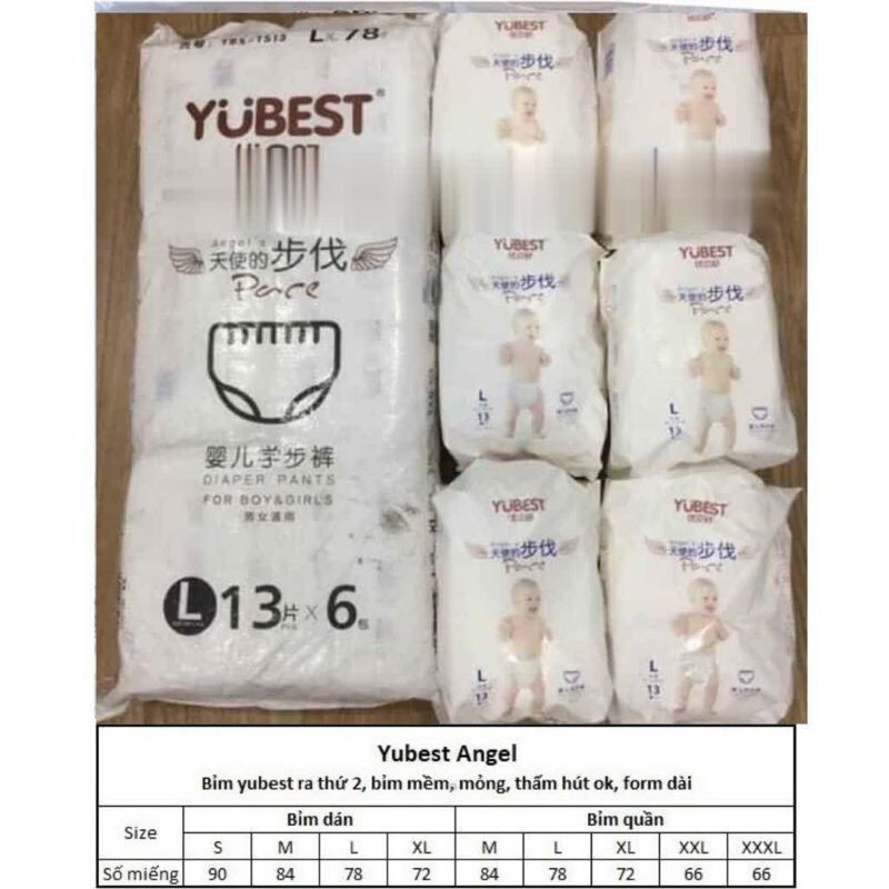 Tã/Bỉm dán/quần YUBEST NIGHT/GOLD/ANGEL/NATURAL S132/M108/L96/XL84/XXL72