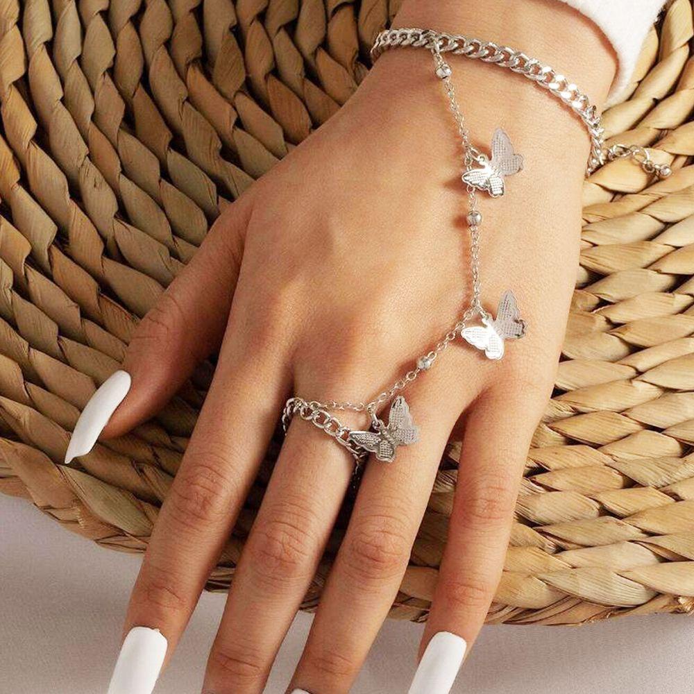 Vòng Tay Hai Lớp Mặt Hình Bướm Phong Cách Punk Cho Nữ / Trai