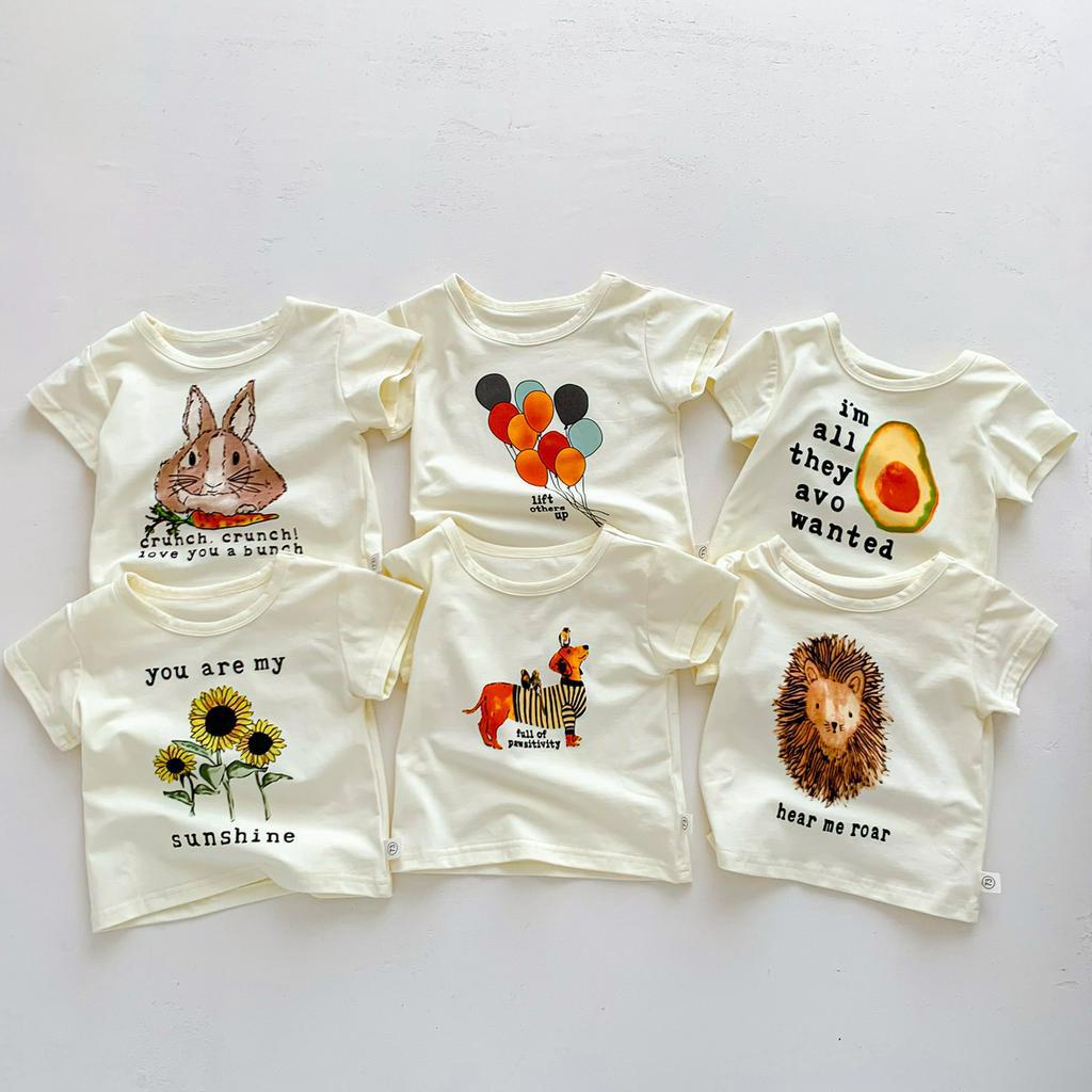 Áo Thun Mỏng Mùa Hè Tay Cộc In Họa Tiết Hoạt Hình Dễ Thương Đa Ứng Dụng Cho Bé Trai Và Bé Gái