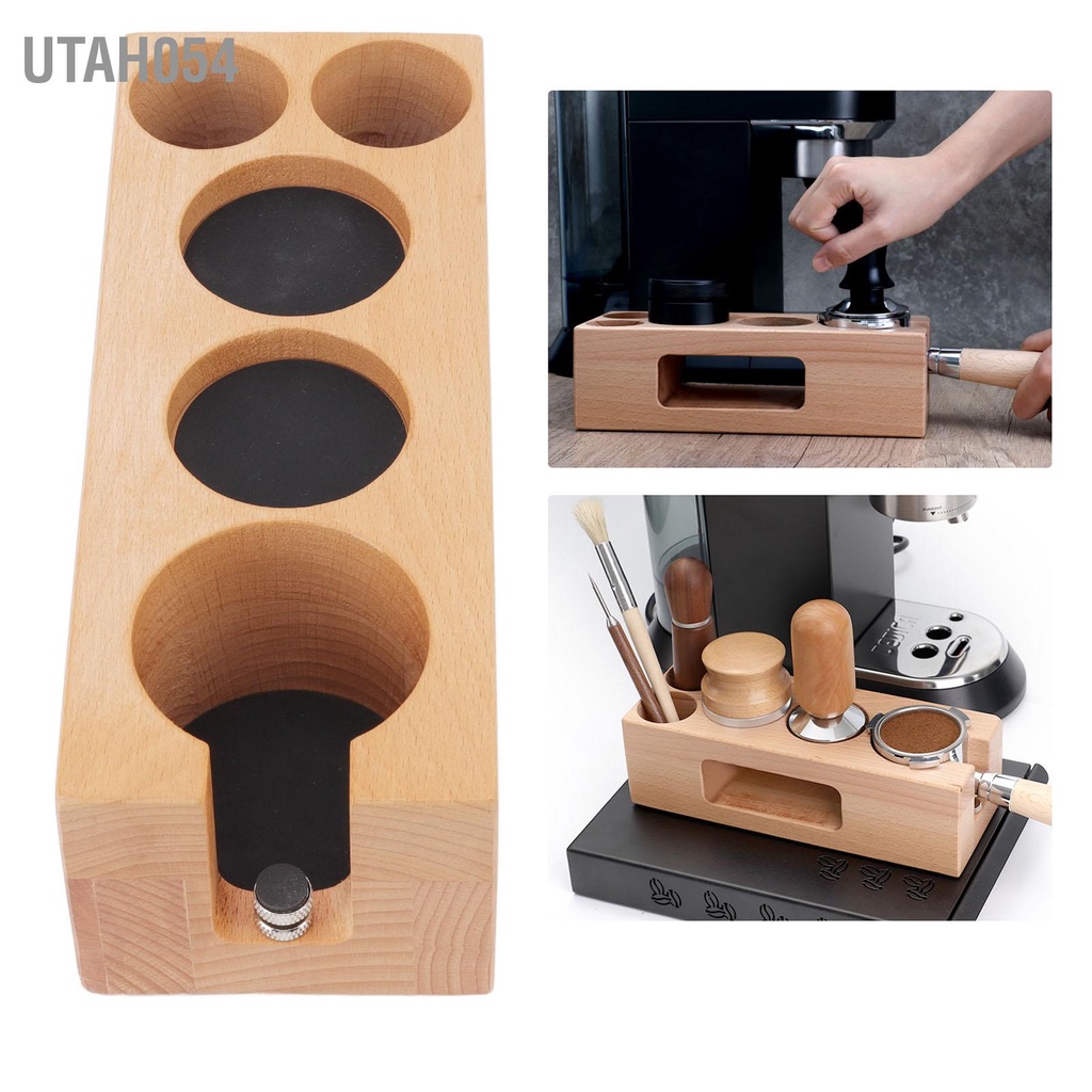 Utah054 Giá đỡ băng đĩa cà phê bằng gỗ 5 lỗ Trạm không trượt với thảm cho quán Trang chủ