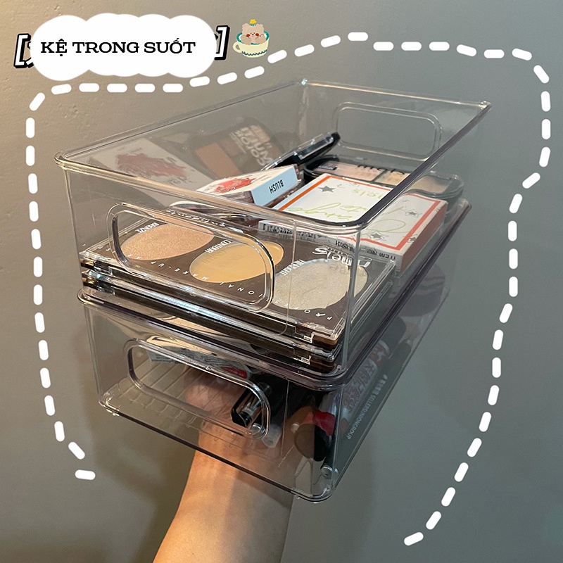 Khay trong suốt đựng giấy nhớ Hộp đựng bút lưu trữ đồ dụng học tập trong suốt tiện dụng đa năng K46