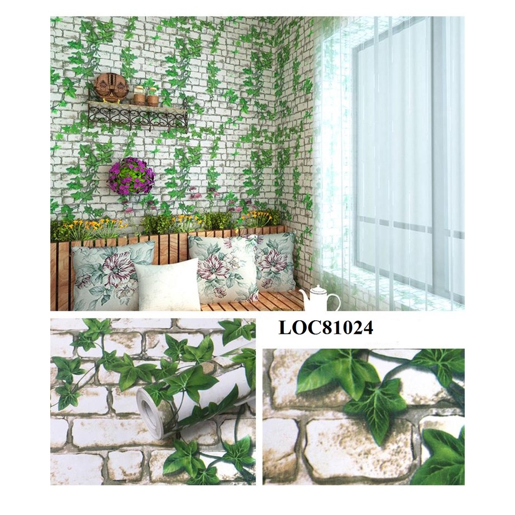 GIẤY DÁN TƯỜNG 3D DÂY LEO GẠCH