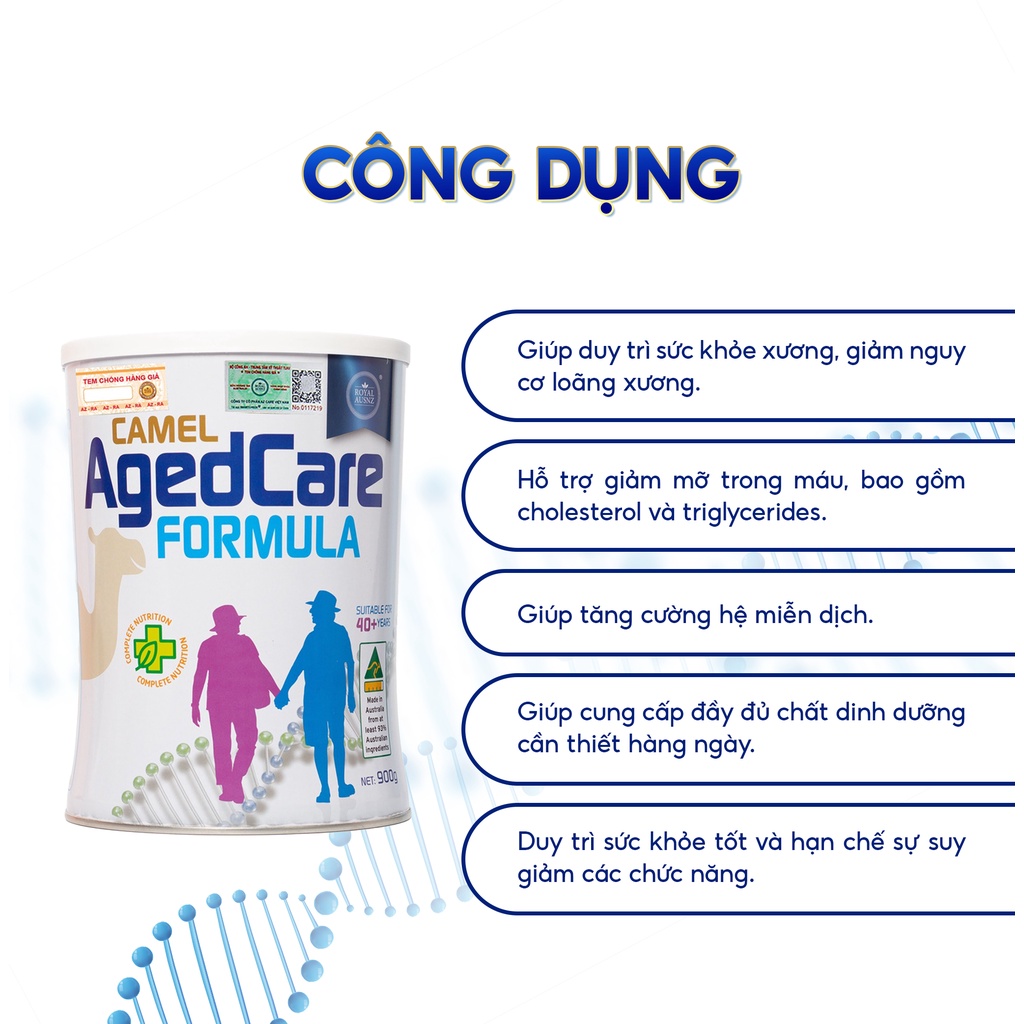 Sữa Cho Người Già ROYAL AUSNZ Camel Aged Care Formula Bổ Sung Dinh Dưỡng Cho Người Trên 40 Tuổi 900g