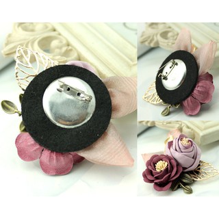 Cài áo Hoa Trà bằng vải lụa handmade mã 15
