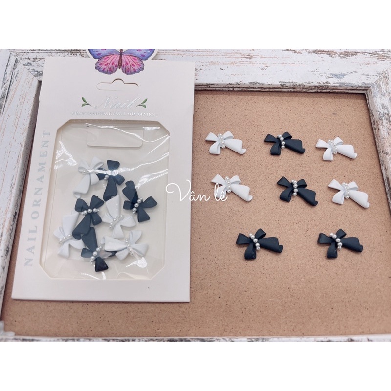 phụ kiện charm nơ gắn móng tay nail