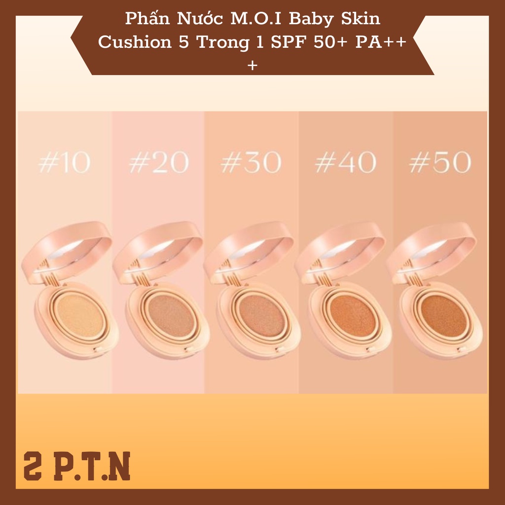 Phấn Nước M.O.I Baby Skin Cushion 5 Trong 1 SPF 50+ PA+++ Chống Nắng, Che Khuyết Điểm Kiềm Dầu 13g