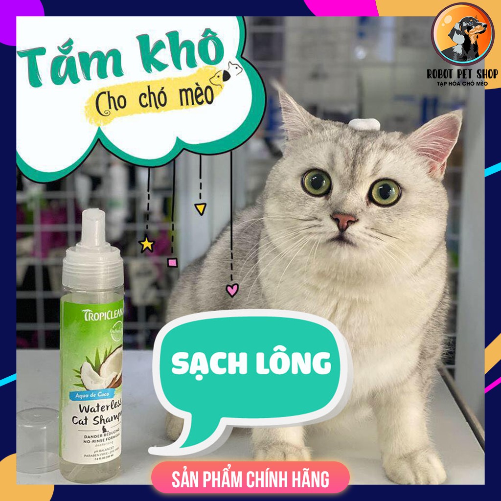 DẦU TẮM KHÔ ORGANIC CHO CHÓ MÈO - TROPICLEAN ORGANIC