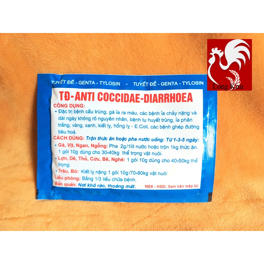 TĐ-Anti Cocciadae-Diarrhoea gói 10g Cầu Trùng Ỉa ra má.u dùng cho gà, vịt, lợn, dê, thỏ, trâu, bò