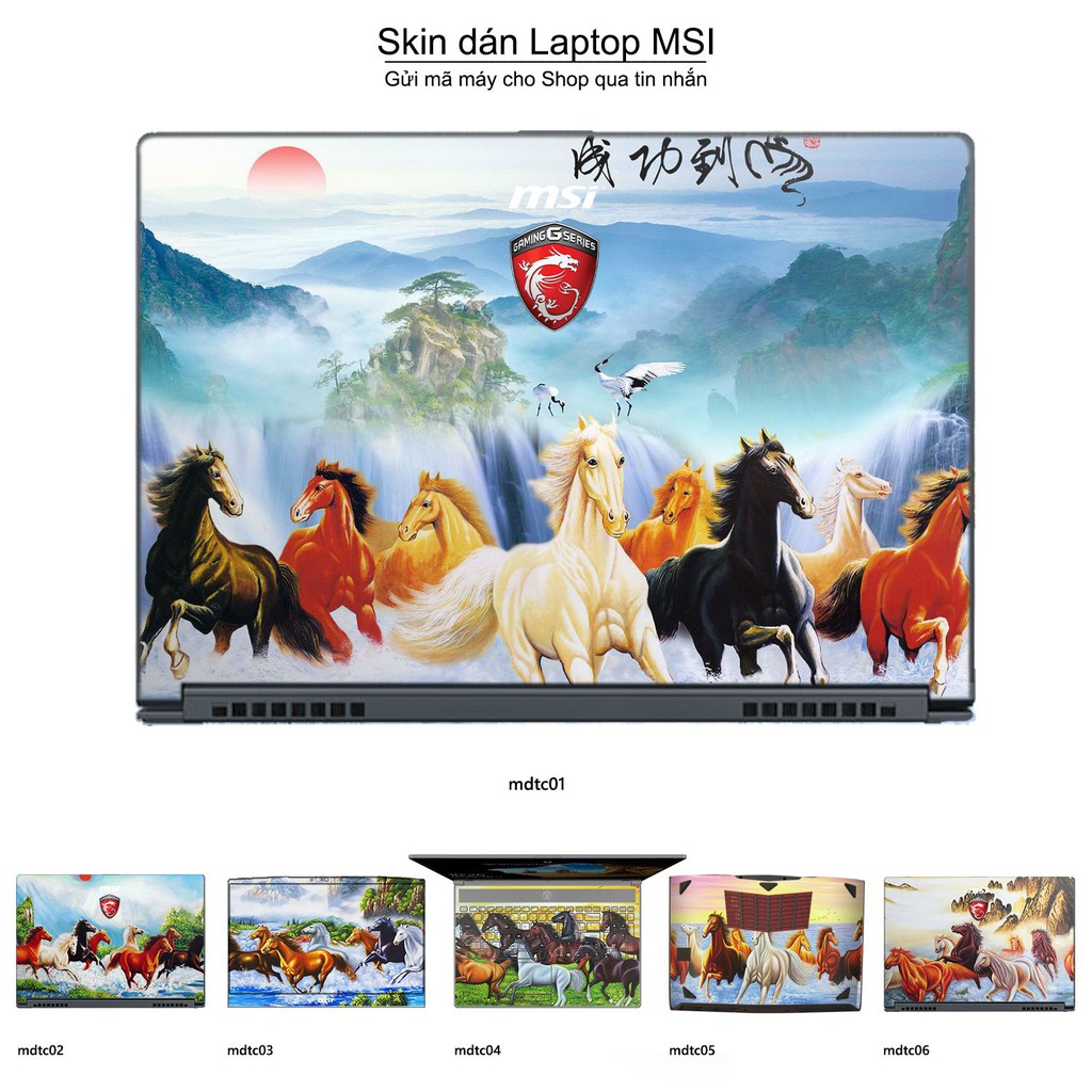 Skin dán Laptop MSI in hình Mã Đáo Thành Công (inbox mã máy cho Shop)