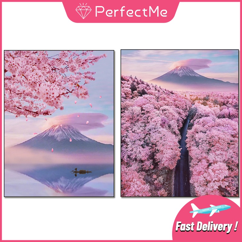 Bộ Tranh Đính Đá 5D Họa Tiết Phong Cảnh Nhật Bản Độc Đáo Kích Thước 40x50cm