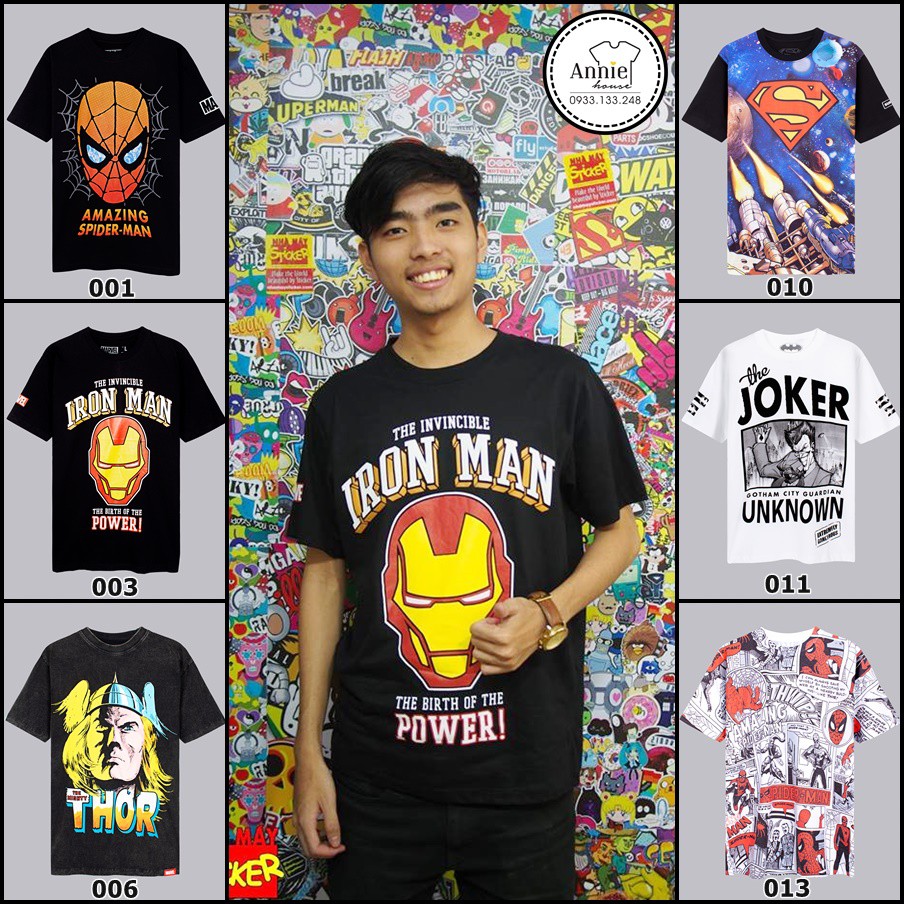 Áo thun hình phom suông MARVEL - DC Thái Lan MV001-MV013, Unisex nam nữ | Shopee Việt Nam