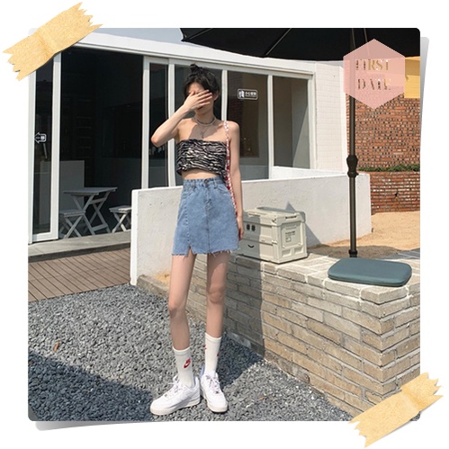 (CÓ SẴN) Chân váy bò Chân váy jean jeans FIRST DATE ngắn xẻ tà váy denim nữ mới túi cạp cao hông váy chữ A | BigBuy360 - bigbuy360.vn
