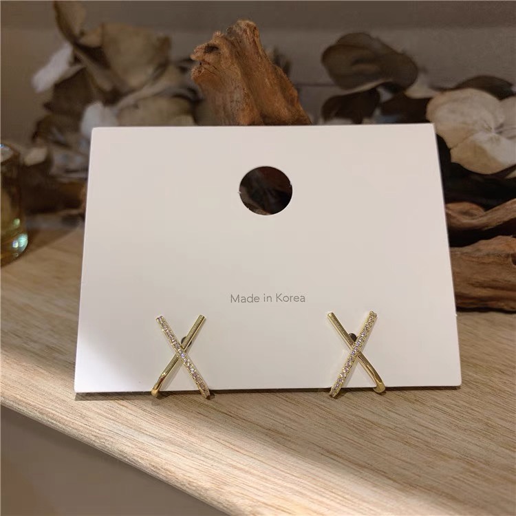 Hoa tai mạ bạc S925 đính đá zircon phong cách đơn giản sang trọng cho nữ