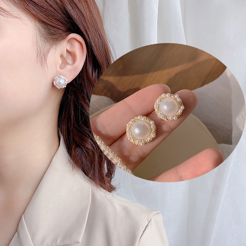 Bông Tai Mạ Bạc 925 Đính Ngọc Trai Phong Cách Hàn Quốc 2022S