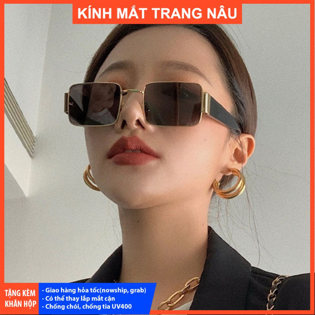 Kính Mát Gọng Hình Chữ Nhật Chống Tia UV400 Thời Trang Phong Cách Hàn Quốc Cho Nữ
