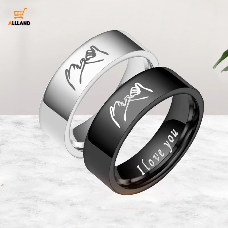 Nhẫn Thép Không Gỉ Khắc Chữ I Love You Lãng Mạn