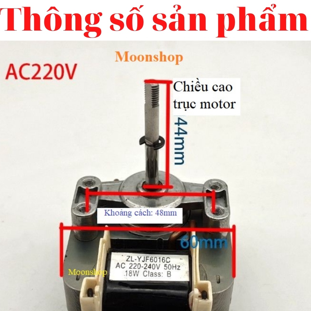 Motor quạt lò nướng thủy tinh nồi chiên không dầu 18w, động cơ dây đồng, hàng nhập khẩu bảo hành 12 tháng Moon store