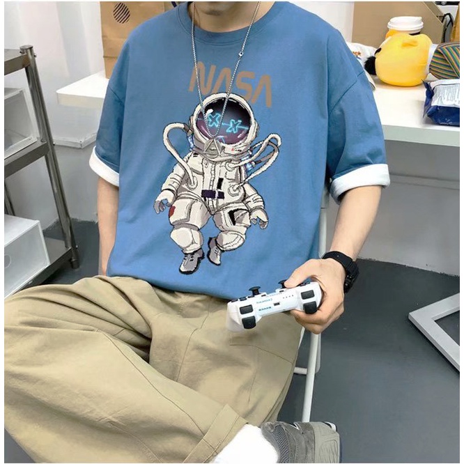 [Mẫu Mới] Áo Thun Nam Nữ Unisex Form Rộng Tay Lỡ Cổ Tròn Phối Họa Tiết Hoạt Hình In Chữ NASA zenkonu TOP NAM 178V2