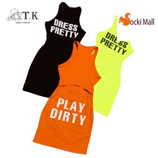 Váy đầm ôm body cho bé gái 7kg-37kg, kiểu hot girl,  thun 100% cotton- Socnaukids (220591)